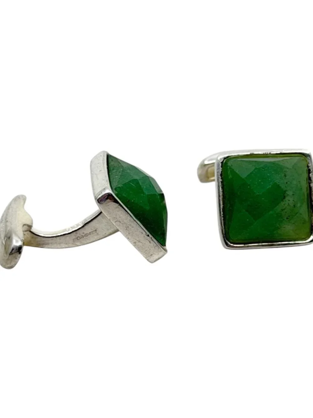 Charles Tyrwhitt sterling silver aventurine cufflinks - GM1269
